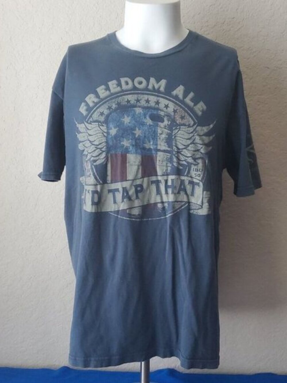 Grunt Style Shirt Mens XL Blue Freedom Ale Id Tap That Beer Patriotic Graphic Te